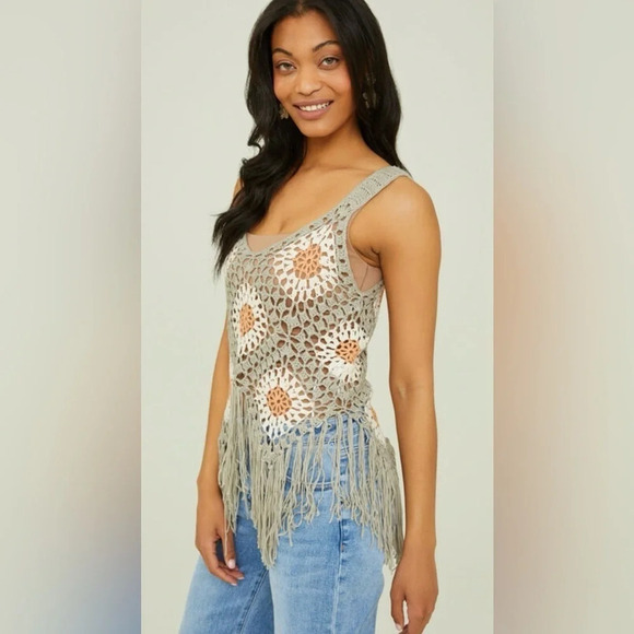 Altar'd State Tullabee Sage Willow Fringe Mama Tank - Picture 3 of 14